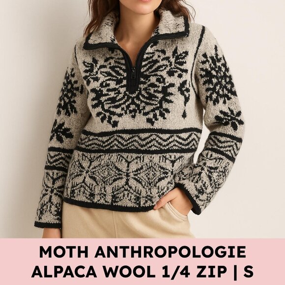 Anthropologie Sweaters - Moth Anthropologie Alpaca Quarter Zip Nordic Sweater Small